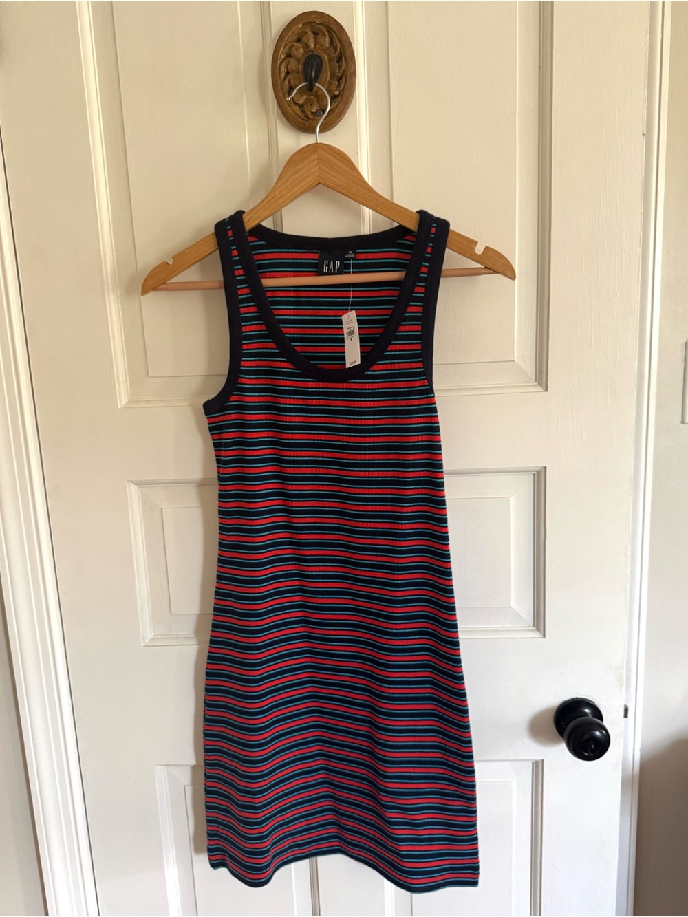 NWT GAP Navy, Coral and Teal Stripe Tank Mini Dress